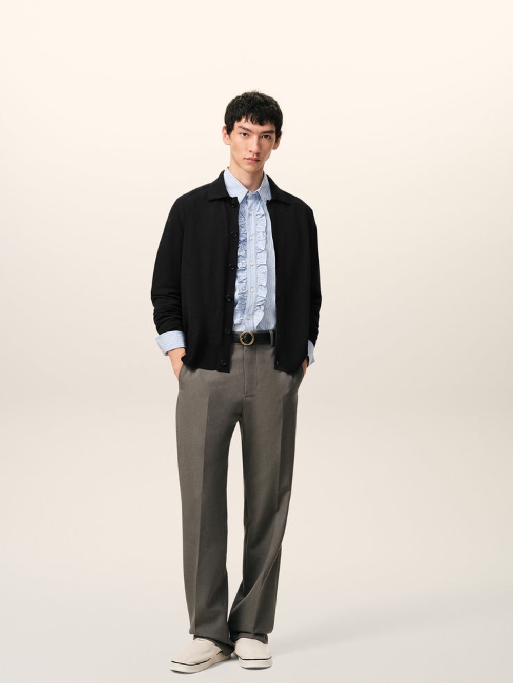 Todd Snyder Black Button-Front Collared Cardigan 85% Merino Wool Sz L Men’s